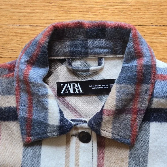 Zara, Shacket Wool Blend Plaid, Oversized, EUC, Women's M - Picture 4 of 12
